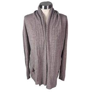 Karen Scott Open Front Cardigan Sweater Gray Beige Brown Medium